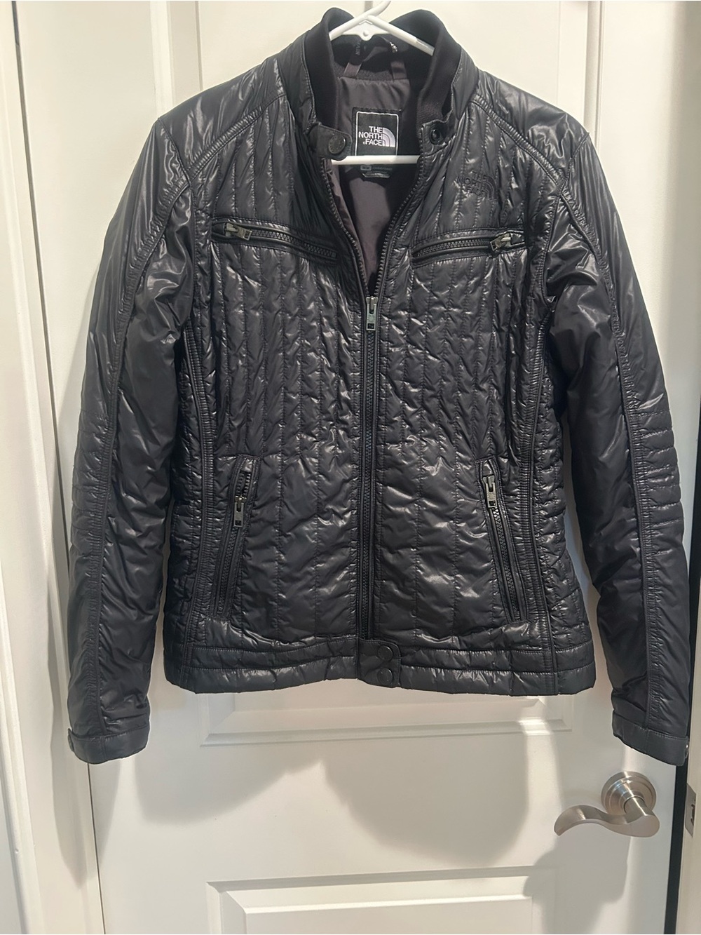 The North Face Women's Black Quilted Moto Puffer Jacket Medium